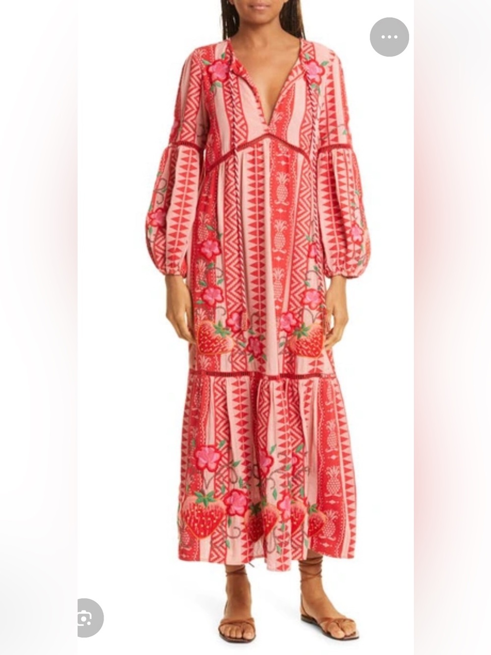 FARM Rio Pink and Red Floral Maxi Dress